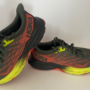 Hoka One One Men's Red and Yellow Athletic Shoes
